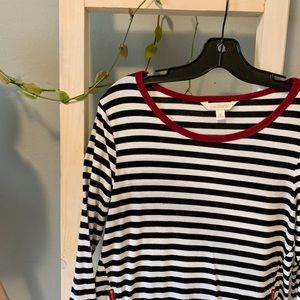 Striped quarter sleeve blouse